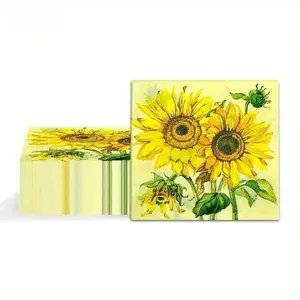 80/40/20pcs/Pac33cm 2-Ply Sunflower Printed Coloured Napkins Housewares Printed Tissue Paper Tray Festive Party paper napkin