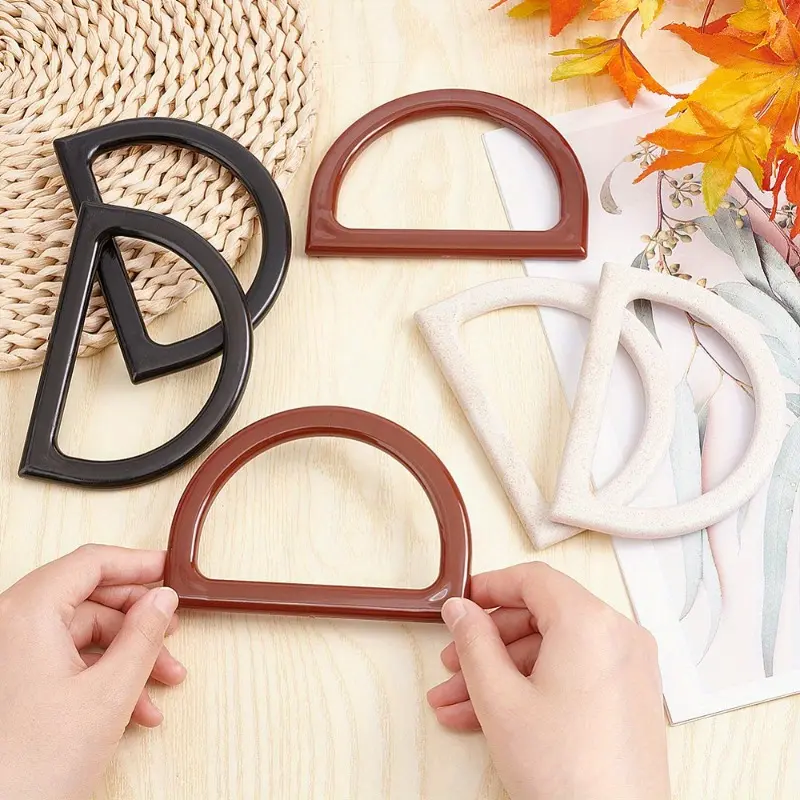6pcs D-Shaped Imitation Wood Bag Handles, 3 Colors, Replacement Accessories for Handbags, DIY Craft Supplies, Purse Accessories, Bag Accessory