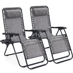 Zero Gravity Chairs – Folding Reclining Outdoor Lounge Chairs with Cup Holder, 90°–170° Adjustable Recline, 440 lbs Heavy-Duty Capacity, Foldable Patio Chairs for Pool, Beach, Backyard & Indoor Use