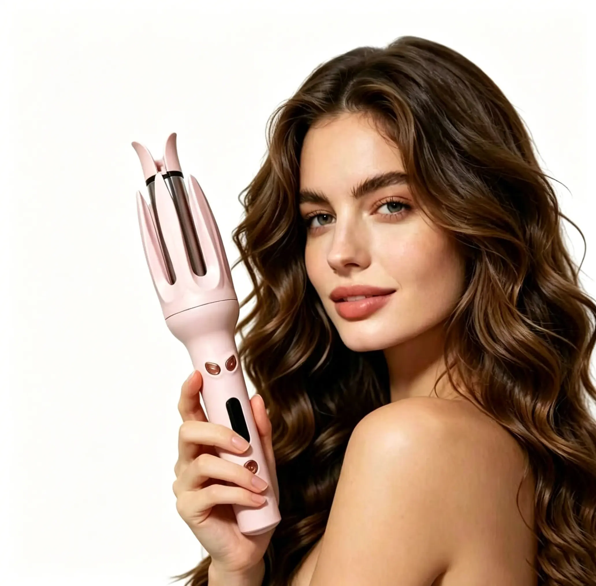 Women's 28mm Ionic Curling Wand - Self Rotating Automatic Curling Iron with 4 Adjustable Heat Settings, Fast Heat-Up, 1-Hour Auto Shut-Off, Portable Hair Styling Tool, Self Rotating Curler