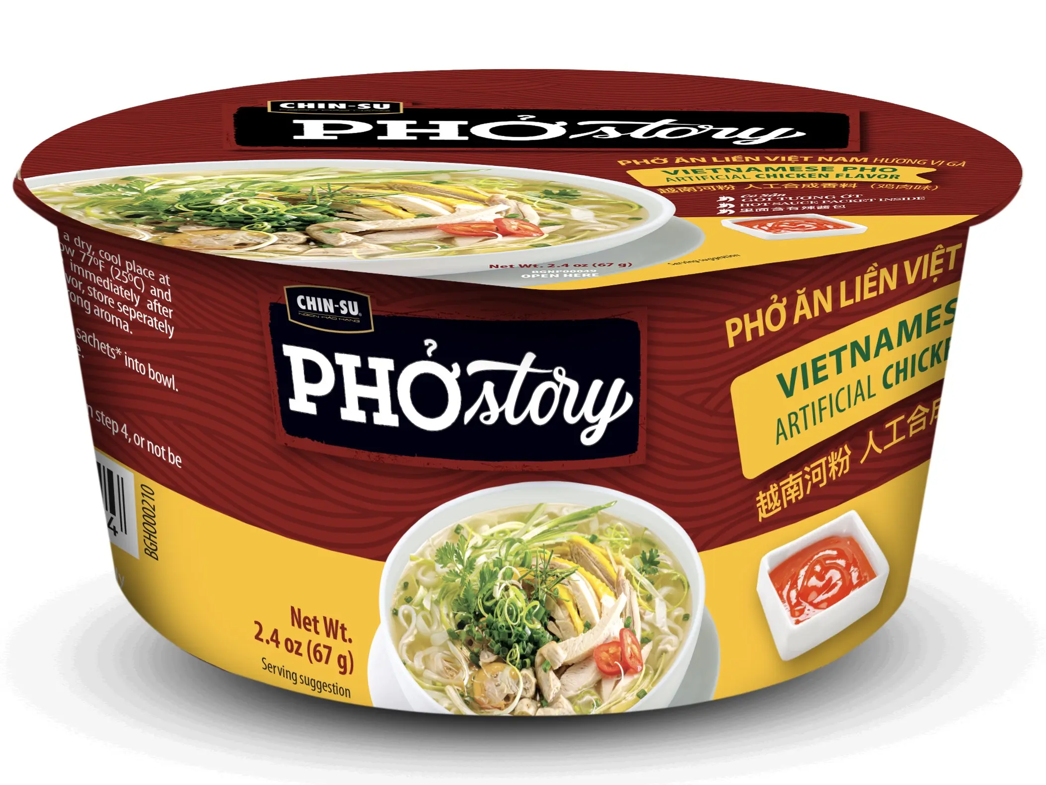 CHINSU VIETNAMESE PHO STORY CHICKEN FLAVOR Chinsu Phở  Hà Nội Hương Vị Ga 9 BOWLS -2.4 OZ