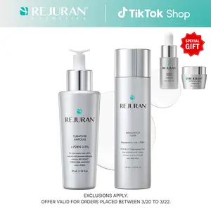 REJURAN Turnover Ampoule 1.01 fl oz & Rebalancing Toner 4.05 fl oz - c-PDRN - Anti-Aging Face Serum for Firmness, Radiance - Hydrating Soothing Facial Toner Improve Skin Texture Korean Skin Care