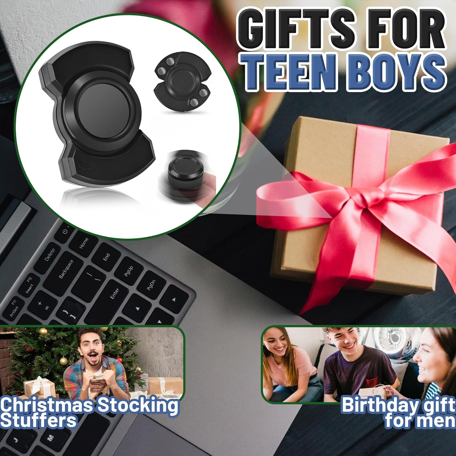 3-in-1 Fidget Spinner Toy for Adult Metal Slider Clicker Spinner Magnetic for Adult Men Office Desk Toy Stress Anxiety Relief ADHD Magnet EDC Cool Gadget Gifts for Teen Boy Easter Basket Stuffer