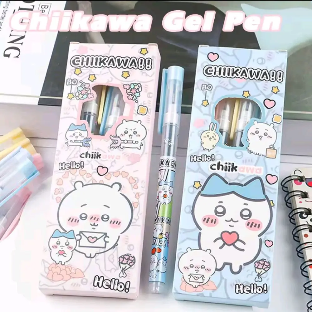 4Pcs/Box Kawaii Chiikawas Pens | Anime Cute Hachiware Usagi 0.5mm Gel Pen School Office Stationary Supplies Girls Gifts