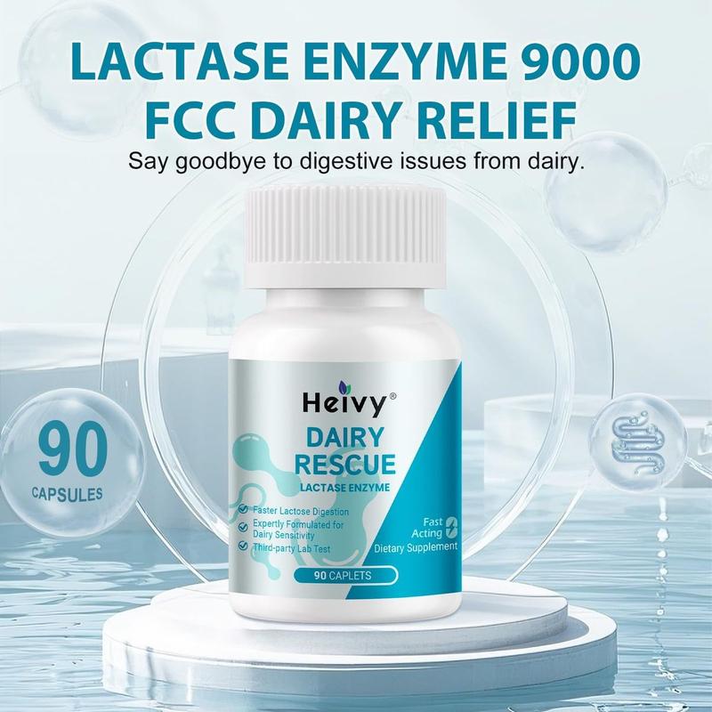 Lactase Enzyme 3000 FCC Dairy Relief Fast Acting Supplement, Lactose Intolerance Pills 90 Count (Pack of 1)