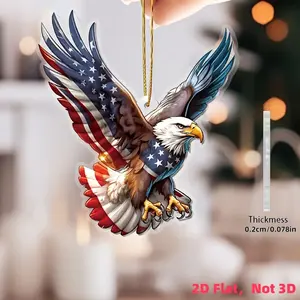 2D Flat, 1pc 2D Flat Acrylic Bald Eagle Ornament- Suitable for Car Rearview Mirror, Keychain, Bag, and Home Decoration, Creative Small Gift, 2D Flat