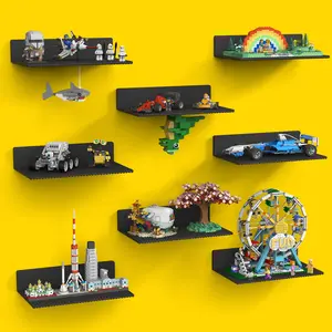 Large Rectangular Floating Wall Shelves for Building Bricks, 11.3x6.3inch Dual‑Sided 36×20 Studs, ABS Storage & Display Shelves for Room Decor