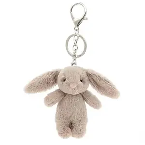 Cute Bunny plush keychain for backpack, 3.5 "inch mini rabbit keychain purse charm pendant gift for women