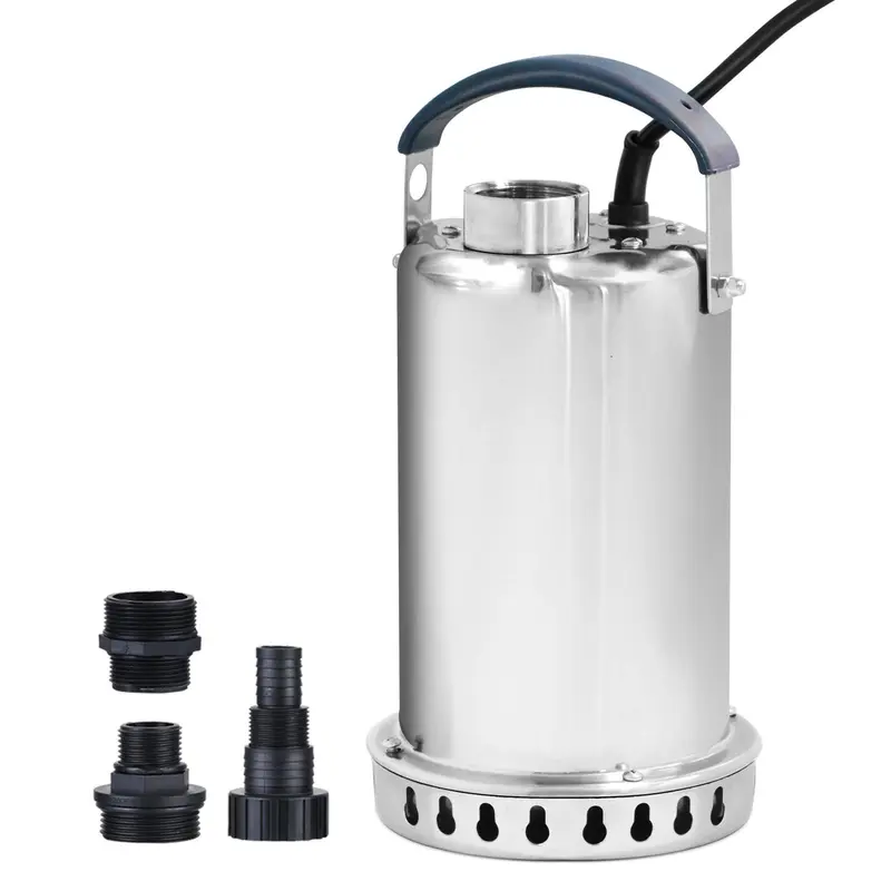 Sump Pump 1HP Submersible Water Pump 3700GPH Stainless Steel Portable Water Transfer Pump Electric for Pool Draining Hot Tub Basement Utility Pumps High-Capacity