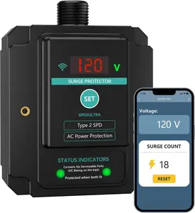 WiFi Whole House Surge Protector,108,000 Amps/Phase, 2820 Joules (Total), Thermally Protected Metal Oxide Varistors,Surge Times,Check Surge Times and Voltage by Smart Phone