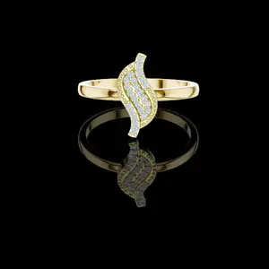 0.094 TCW Exquisitely Polished Gold Lab Diamond Ring Featuring a Graceful Leaf Motif Sparkle