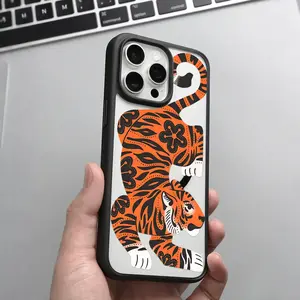 Premium Tiger Pattern Clear Magnetic Phone Case , Compatible with MagSafe Silicone Bumper Protective Cover For iPhone X XS 11 12 13 14 15 16 17 Pro Max Plus Air