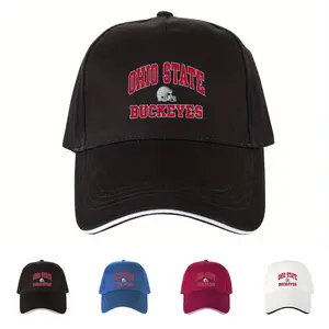 2025 TikTok Shop Back To School CampaignOHIO STATE BUCKEYES, A Cool Baseball Cap, Black And White Red And Blue Casual Sports Cap, Portable Adjustable Dad Hat, Women And Men Universal Sun Hat