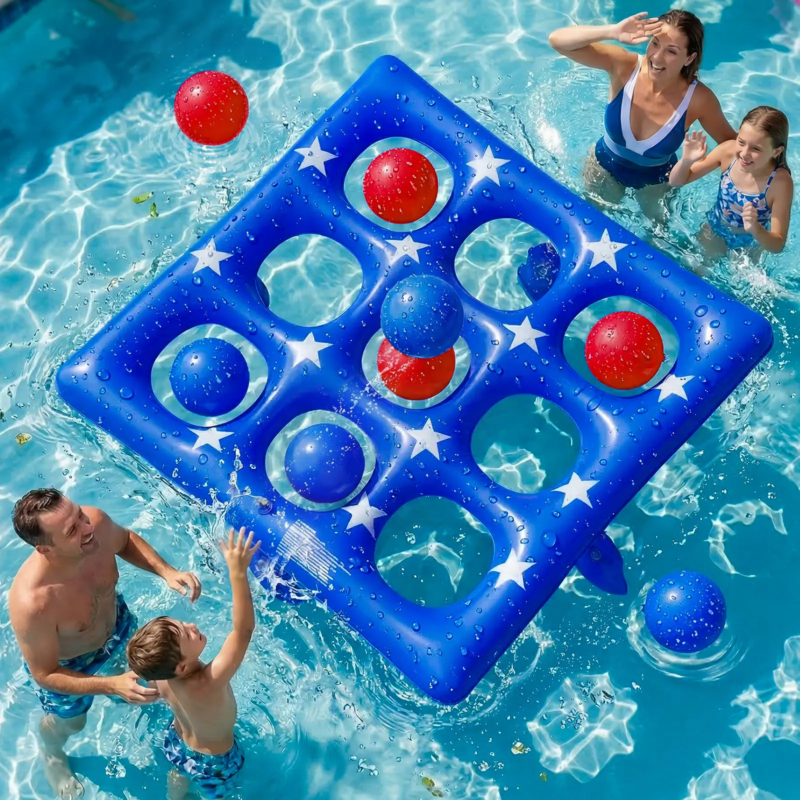 [DealsForYouDays]Pool Party Toys Games Set - Giant Inflatable Tic Tac Toe Float Game, Outdoor Pool Games for Adults Kids Family Pool Toys for 2-10 Players, Fun Swimming Beach Yard Activities with 10 Balls for Ages 6+ summerwins