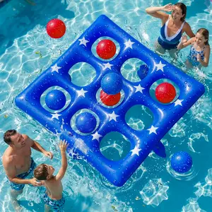 [DealsForYouDays]Pool Party Toys Games Set - Giant Inflatable Tic Tac Toe Float Game, Outdoor Pool Games for Adults Kids Family Pool Toys for 2-10 Players, Fun Swimming Beach Yard Activities with 10 Balls for Ages 6+ summerwins
