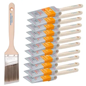 Vermeer 12-Pack 2" Angle Brushes for Latex & Oil Paints Stains - Durable Wood Handles & Synthetic Filaments - Ideal for Interior & Exterior Painting Projects