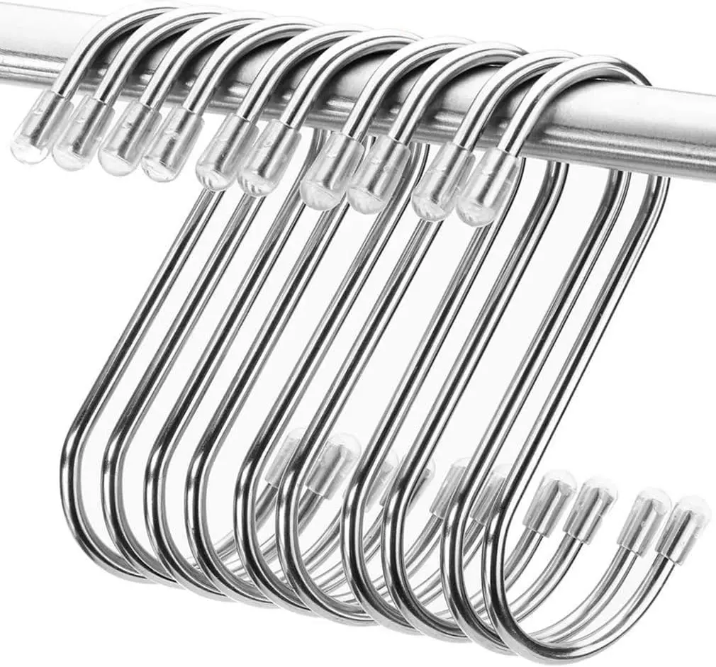 10-Pack 3-Inch Heavy-Duty Rust-Resistant Stainless Steel S Hooks, 25 lbs Capacity Lightweight Hooks for Shower, Wall Pot Hanging & Efficient Storage (Home, Bathroom Supplies)