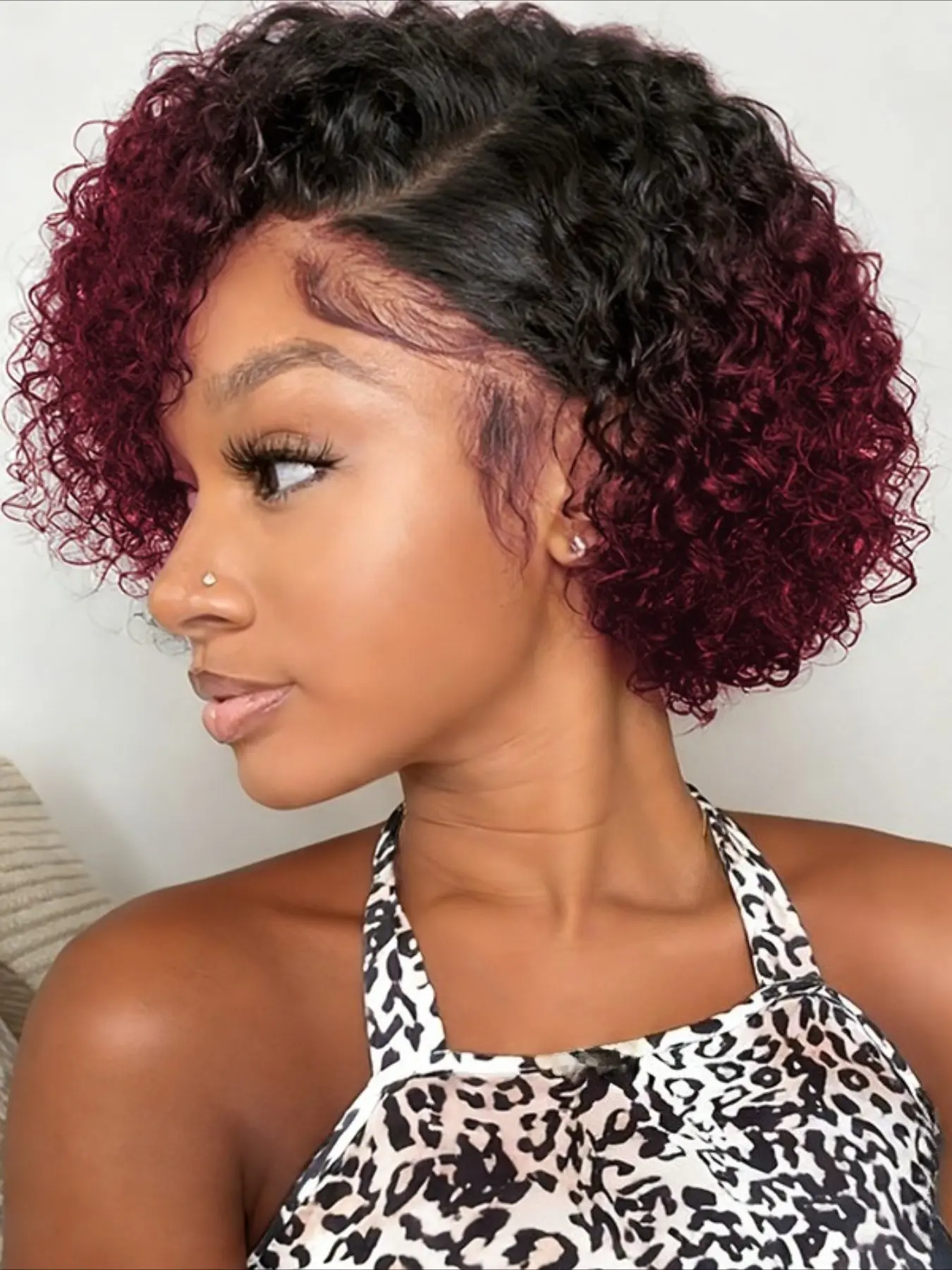Short Curly Wave Pixie Cut Wig Human Hair Lace Front 13x4 Transparent Lace Front Wig Curly Wave Wig Human Hair Wig 150% Density 8Inch Human Hair Wig for Daily Casual Party Valentine's Day Wig Kinky Curly Wig Lace Frontal Wig