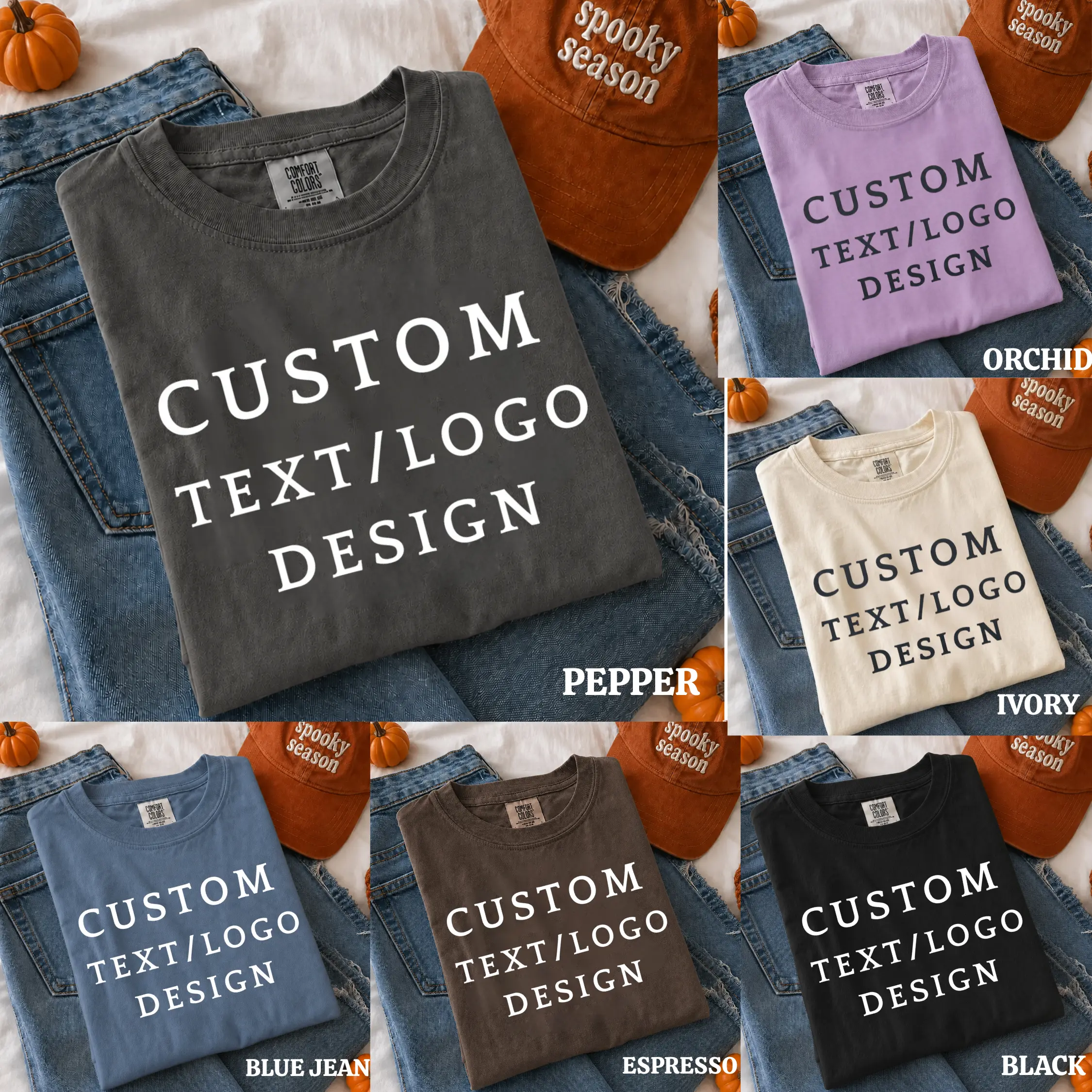 Comfort Colors Custom T-Shirt, Personalized Text Logo or Your Own Design Tee, Custom Graphic Shirt, Business Team Event Family Photo Gift for Men and Women - By Thanya LLC