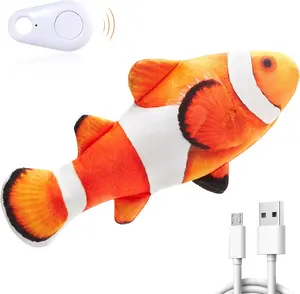 Cat Toys Floppy Fish Upgraded, Remote & Motion Activated, Flopping Fish Cat Dog Toy 10", Cat Kicker Wiggle Fish Catnip Kitten Toys, Interactive Cat Exercise