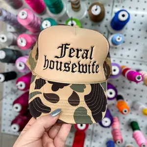 Embroidered Feral Housewife Camo Trucker Hat
