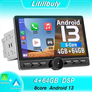10.6" Android 13 4GB+64GB Car Radio Stereo with Double-DIN Rotatable Touchscreen, Bluetooth/4G/GPS/FM/AMRadio Receiver, Wireless CarPlay & Android Auto