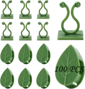 Plant Climbing Wall Fixture Clips, 100Pcs Self-Adhesive Plant Fixer Wall Clips Hook Vines Traction, Invisible Holder Leaf Shaped Wall Vines Fixing Clips Indoor Outdoor Decor Beacharm