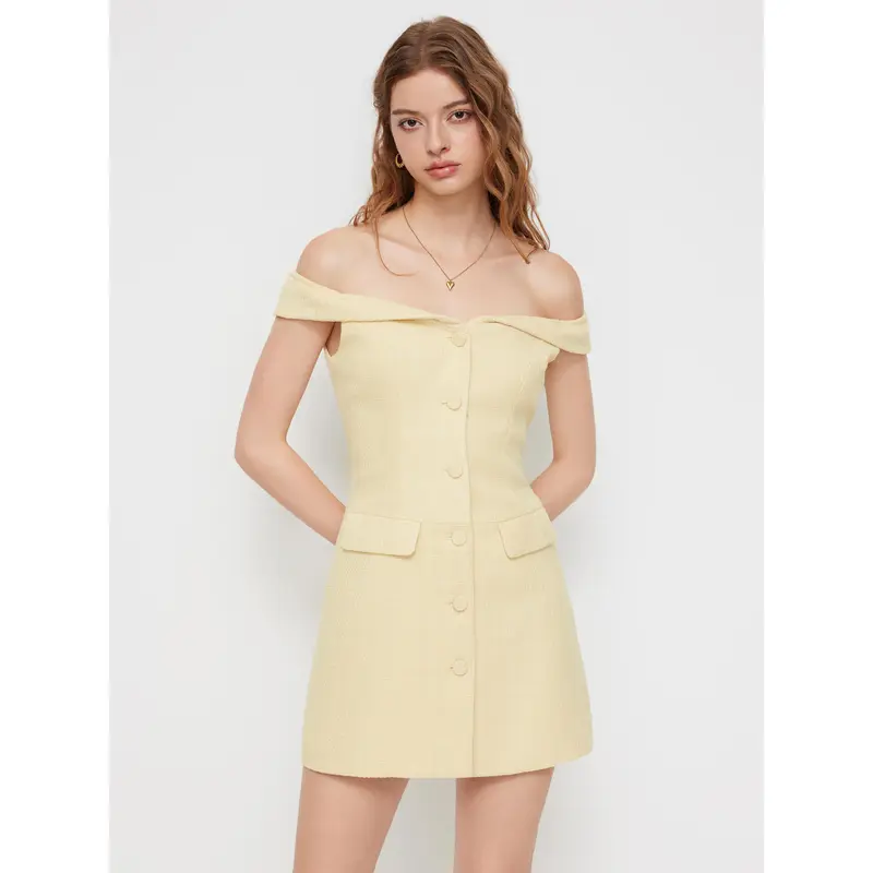 knee length dresses for ladies Sleeveless Tweed Mini Dress