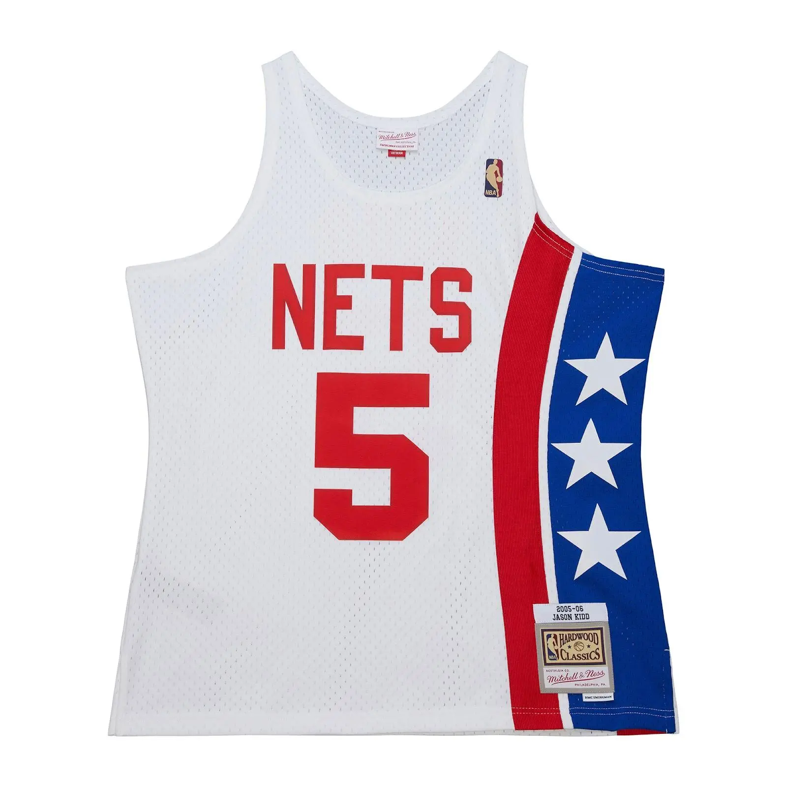 Jason Kidd New Jersey Nets 2005-06 White Swingman Jersey NBA Throwback Basketball Hardwood Classics Fan Gear Mitchell & Ness