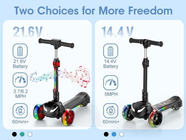 【Kids Love It!】3-Wheel Electric Scooter for Kids Ages 3-8, Electric Kick Scooter with 2 Speed Settings, Long Battery Life, Bluetooth Speaker, Flashing LED Wheels, Lightweight & Stable for Boys Girls