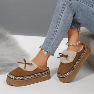 Womens Rubber Sole Slippers House Memory Foam Bottom Fleece Lined Non Slip Indoor Outdoor Shoes Winter Warm Mini Snow Boots