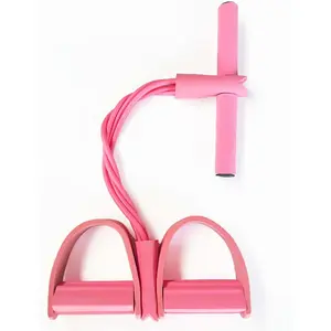 Pedal Resistance Band 4 Tube, Home Workout Elastic Pull Rope for Core Arm Leg Training, Fitness Exercise Tool for Men Women