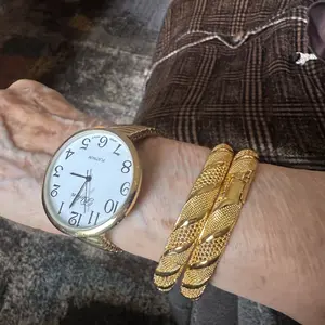 24K Elegant Gold Plated Open Bangle Bracelet Set,Classic Vintage Style,Jewellery Accessories,Perfect for Daily Wear,Special Occasions,All Season Fashion Jewelry bracelet stack bracelets for women,valentines gifts for gf