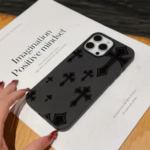 Liquid Fashion Cross Pattern Creative Tpu Anti-Drop Protection Phone Case for iPhone 6/7/8/x/XS/XR/XS Max/11/12/13/14/15/16/17 Pro Max Casing