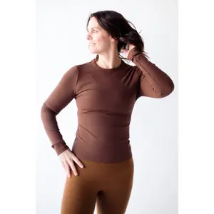 Peak Ribbed Long Sleeve - Brown