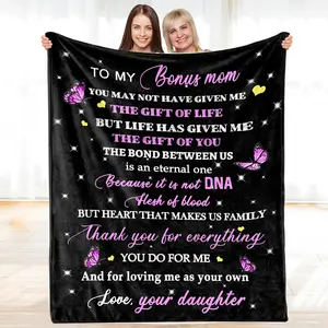 Eyesoul Bonus Mom Gifts - Gifts for Step Mom - Bonus Mom Blanket Gifts from Daughter, Step Mom Gift Ideas, Gifts for Step Mom from Daughter or Son, Step Mom Birthday, Christmas, Thanksgiving Gifts, 50 "X60“