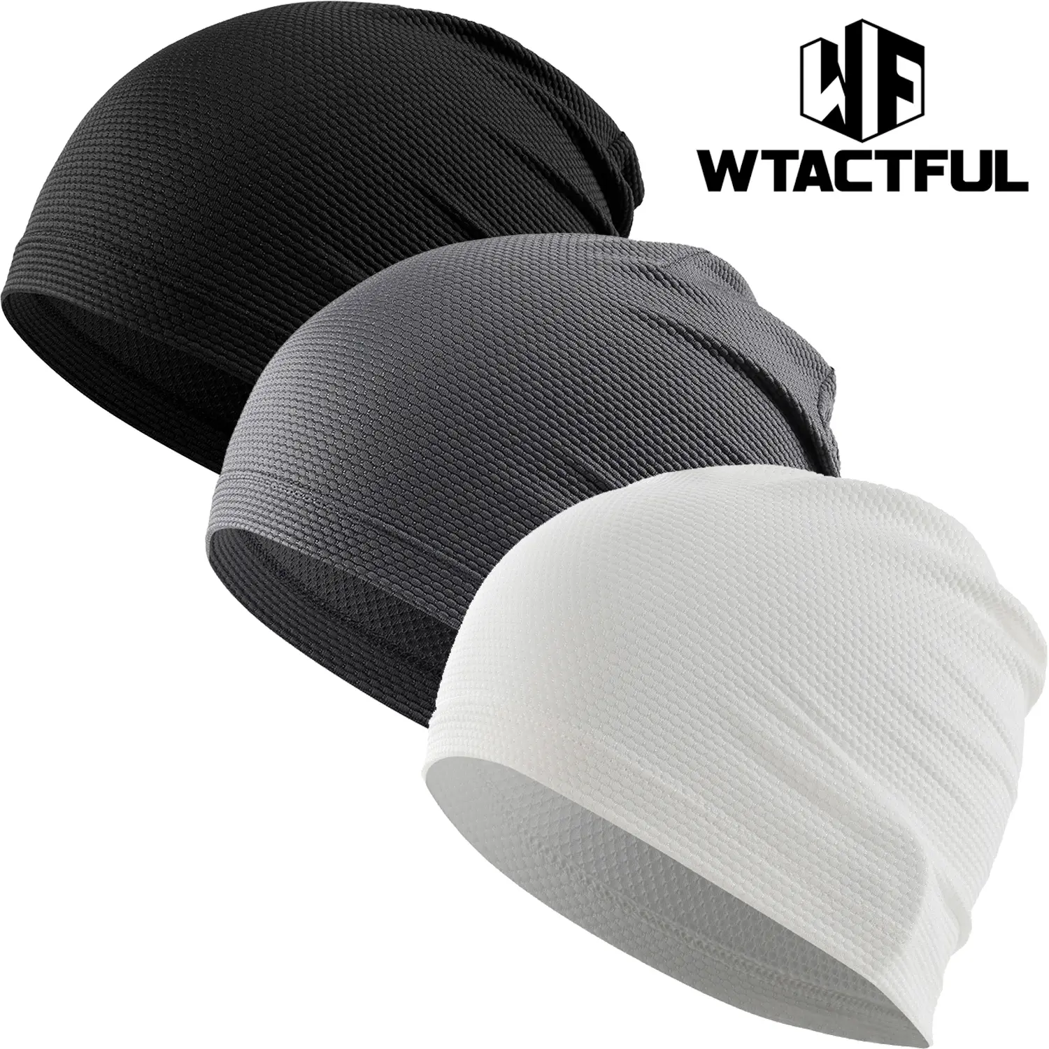 WTACTFUL 3-Pack Multifunctional Men's Skull Caps - Breathable 3D Ventilation Mesh Cooling Hat, Lightweight Athletic Training Sports & Outdoor Hats, Standalone Cap for Running, Cycling, Voluminous Hair Fit