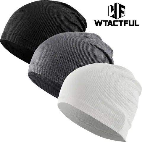 WTACTFUL 3-Pack Unisex Breathable Beanie Skull Caps - 23cm/9-in Deep Fit, 3D Mesh Ventilator, Lightweight Cooling, Nylon Blend, Helmet Liner, UPF 50+, Sweat-Wicking, Voluminous Hair Fit, Biking Gear
