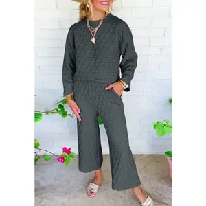 GREY QUILTED PANTS
