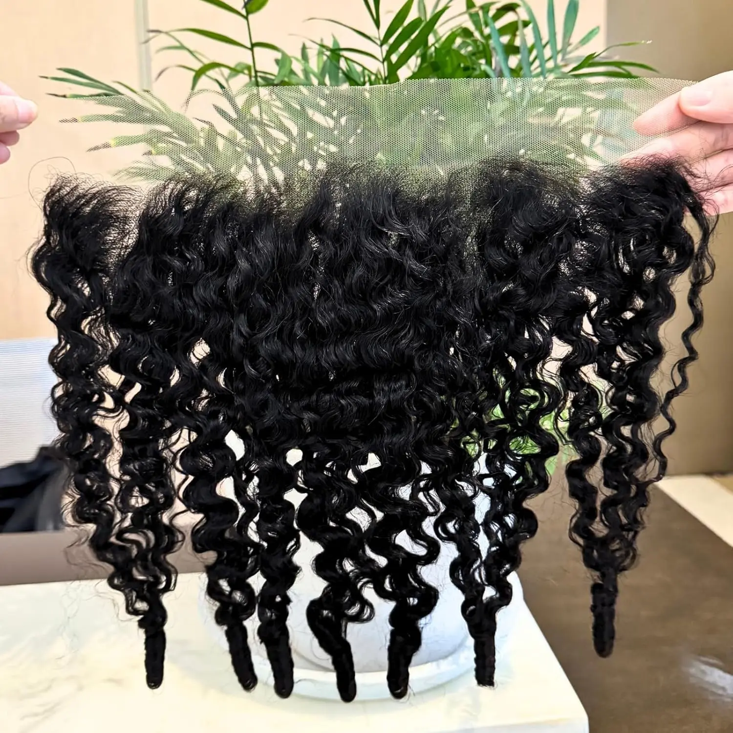 ANMETAN Burmese Curly HD Lace Frontal Human Hair, 3c4a Water Wave with Spiral Curly End, 15A Transparent HD Lace Frontal Ear to Ear Melt Well Pre Plucked Baby Hair 100% Raw Hair 180% Density
