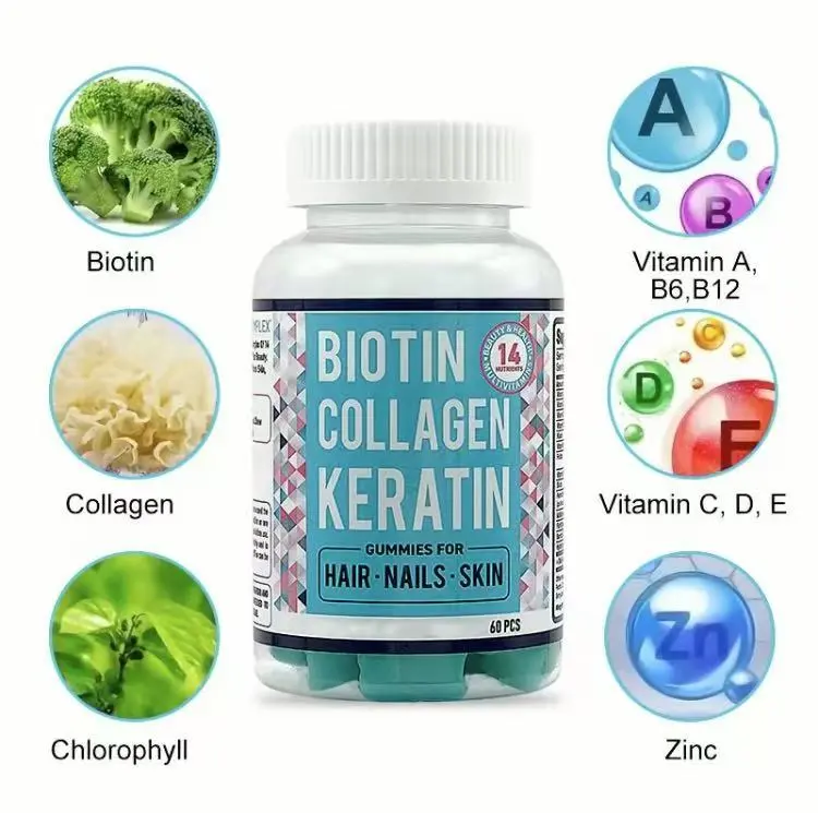 1 Bottle Biotin  with Collagen & Keratin for Hair, Skin, Nails & Joints - Women, Men, Kids - 60 Biotin