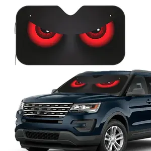1pc 51.2x27.6in Foldable Fashion Red Eye Car Sunshade, Windshield Sun Shade for Front Window, Windscreen Shade Cover, Keeps Car Cool and Blocks Sunlight, Summer Car Window Sun Visor Sunshade Foldable Windshield Protector for Small Vehicles