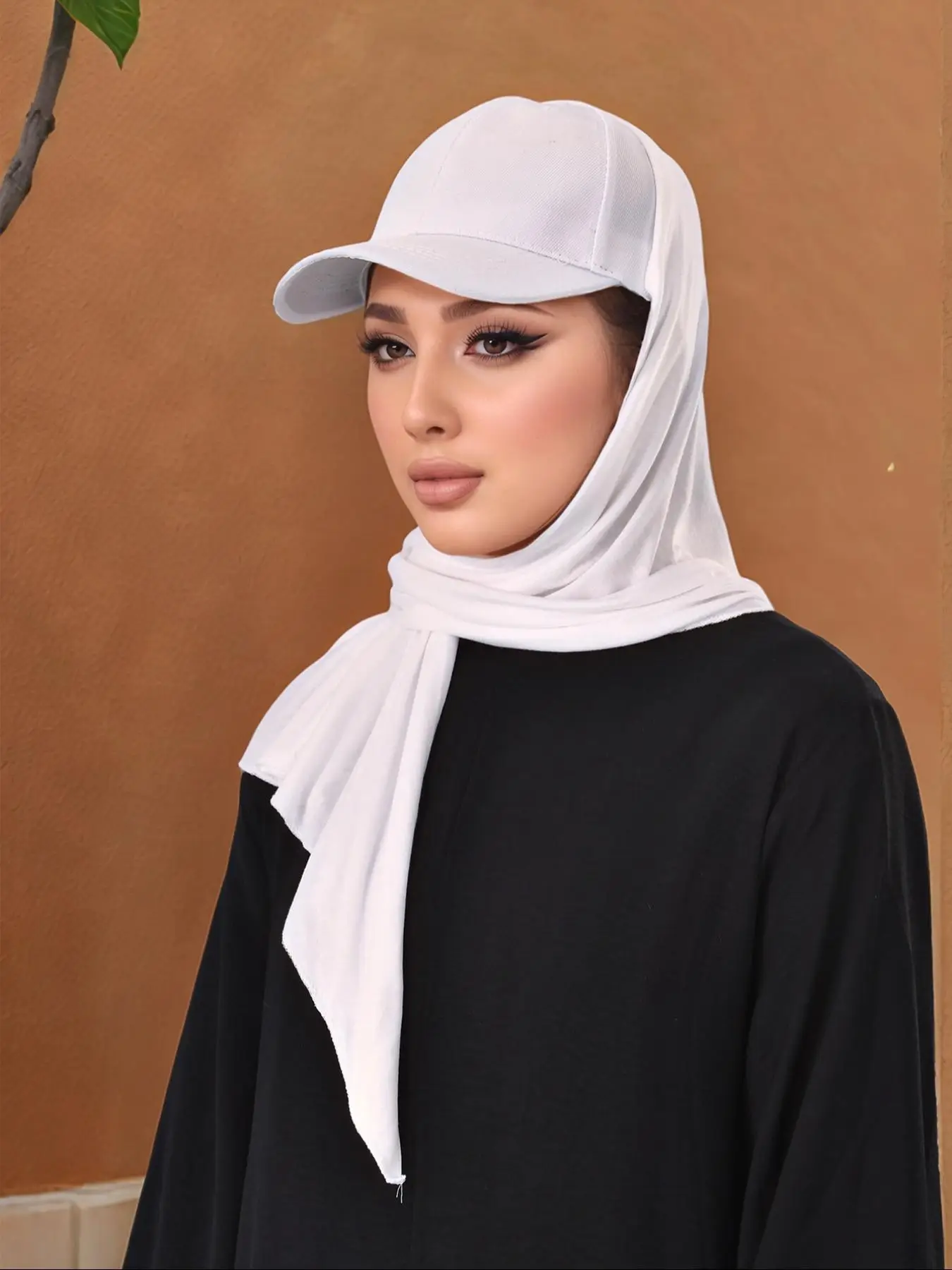 Women's Solid Color Baseball Cap Hijab, Casual Modest Hijab for Daily Wear, Fashion Accessories for Women & Girls
