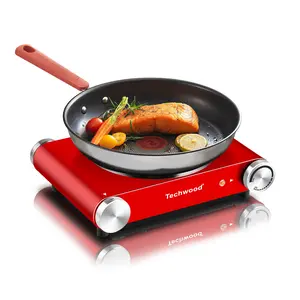 Electric Hot Plate for Cooking Portable Single Burner 1500W Cast Iron hot plates Heat-up in Seconds Adjustable Temperature Control Stainless Steel Non-Slip Rubber Feet Upgraded Version B101