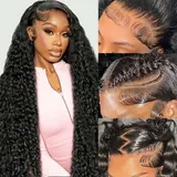 [30 Inch only $109]13x6 Deep Wave Lace Front Wigs Human Hair HD Full Lace Frontal Wigs Pre Plucked Bleached Knots Deep Curly Human Hair Wig for Women Natural Color