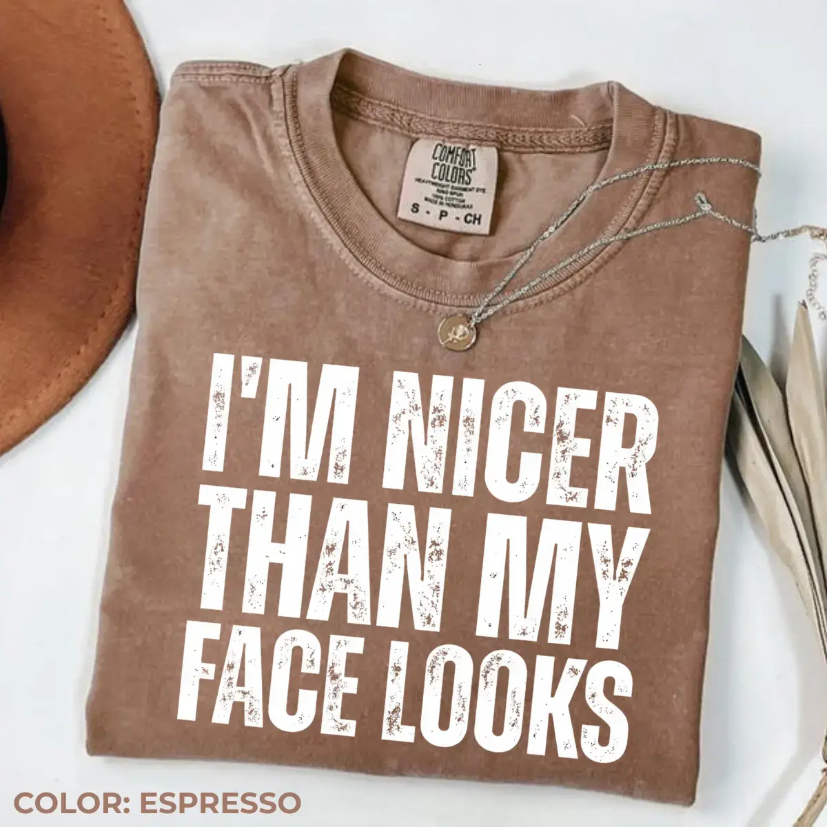 Comfort Colors I'm Nicer Than My Face Looks Shirt, Funny Sarcastic Graphic Tee, Resting Face Humor T-Shirt, Trendy Women's Top, Introvert Gift