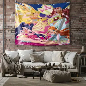 Winx Club Pattern Tapestry, Stylish Room Flag, Unique Wall Art For Living Room And Bedroom, Soft And Durable For Kids And Adults Daily Holiday Birthday Gift Bedroom Decor