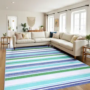 Faux Cashmere Abstract Striped Area Rug Lightweight Short Pile Soft Non Slip Carpet For Living Room Bedroom Home Decor