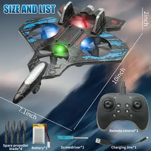 RC Fighter Jet Toy, Remote Control Airplane with LED Lights, 360 Degree Rolling Stunt Aircraft, Stable Hover Flight, One Key Takeoff Landing, RC Plane for Kids Boys Girls