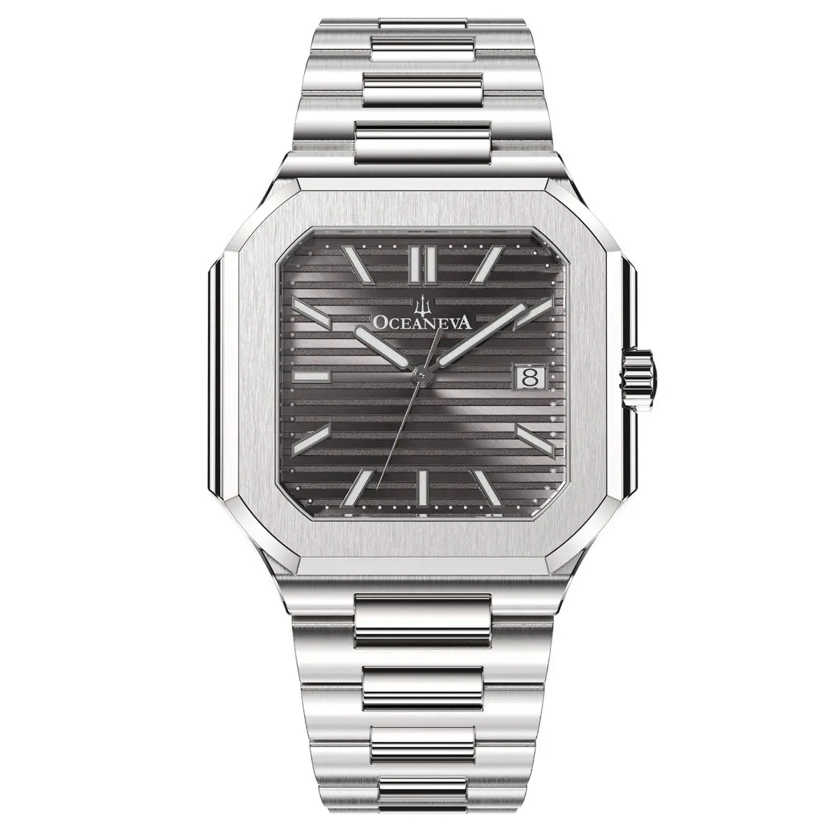 Oceaneva Men's Tenuis Ultra-Thin Automatic Watch - Dark Gray, Swiss Movement, 10mm Case, 100M Water Resistant